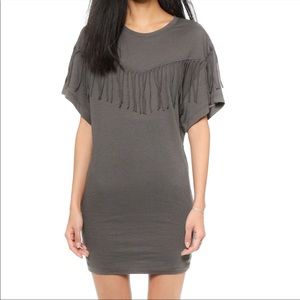 IRO Dark Grey Fringe t shirt dress Small